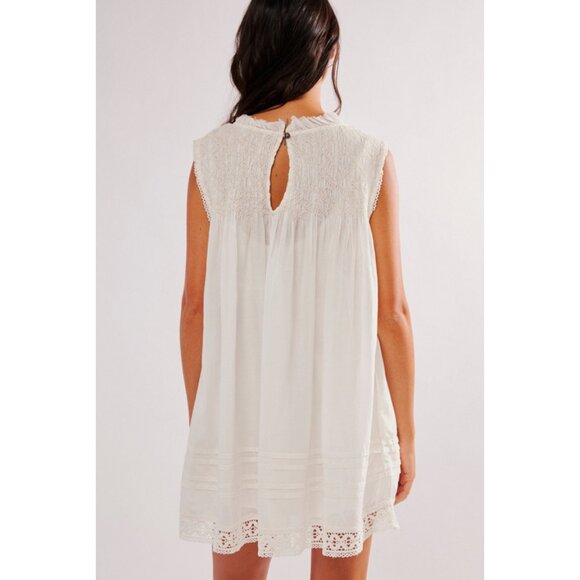 FREE PEOPLE Shea Smocked Yoke Shift Minidress in Ivory Size X-Small - Picture 11 of 12
